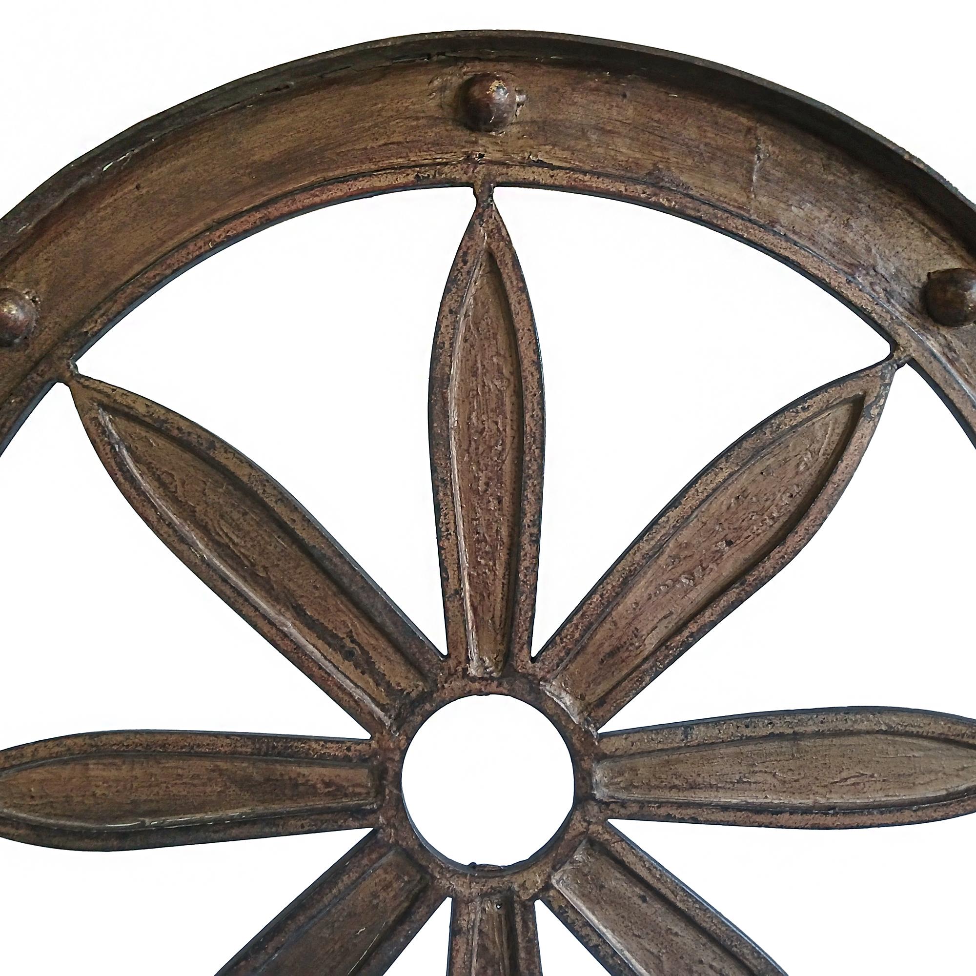 19th Century Iron Wagon Wheel on Stand For Sale 8