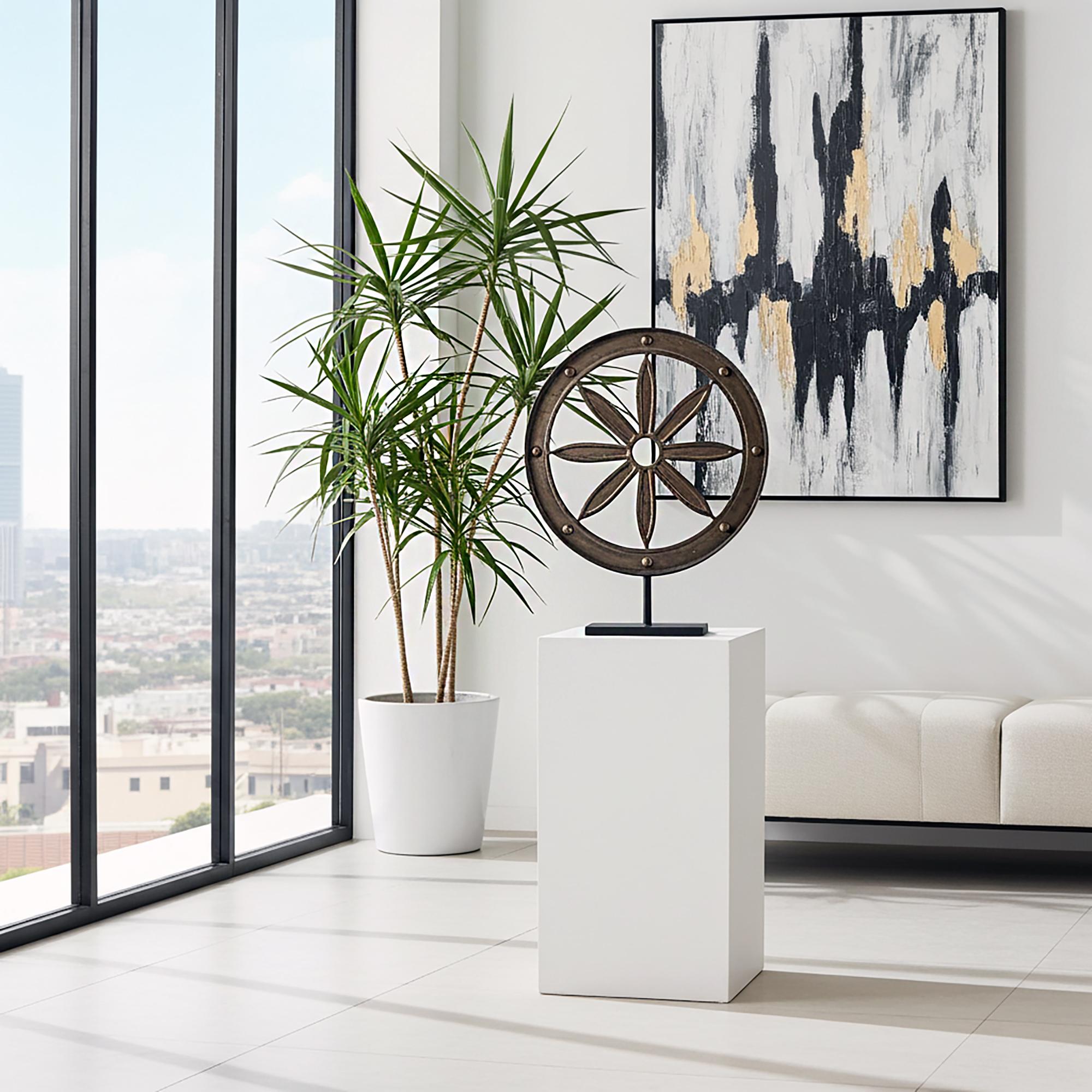 19th Century Iron Wagon Wheel on Stand For Sale 13