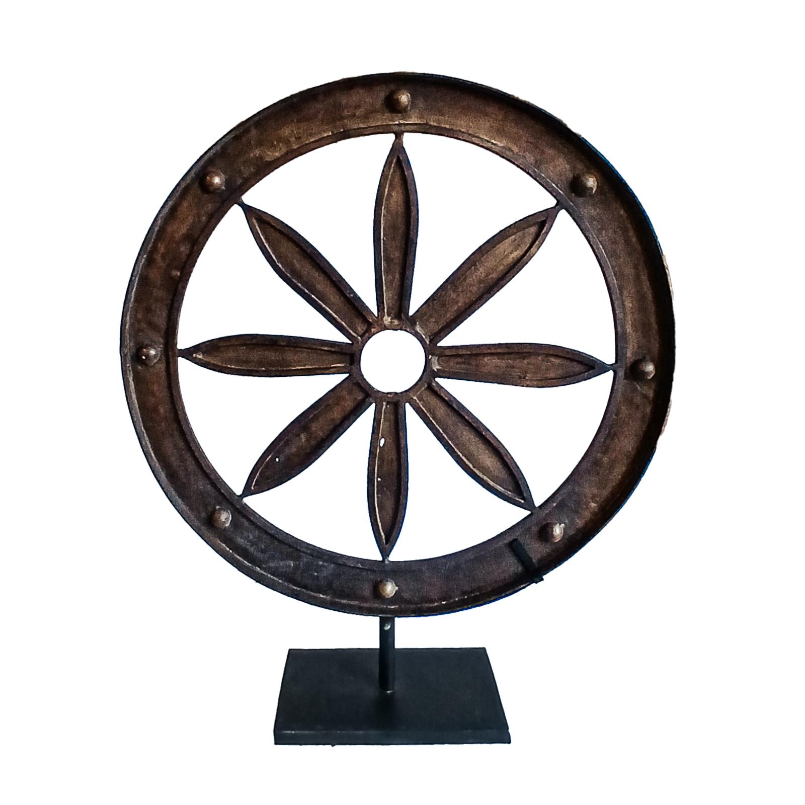 19th Century Iron Wagon Wheel on Stand For Sale 2