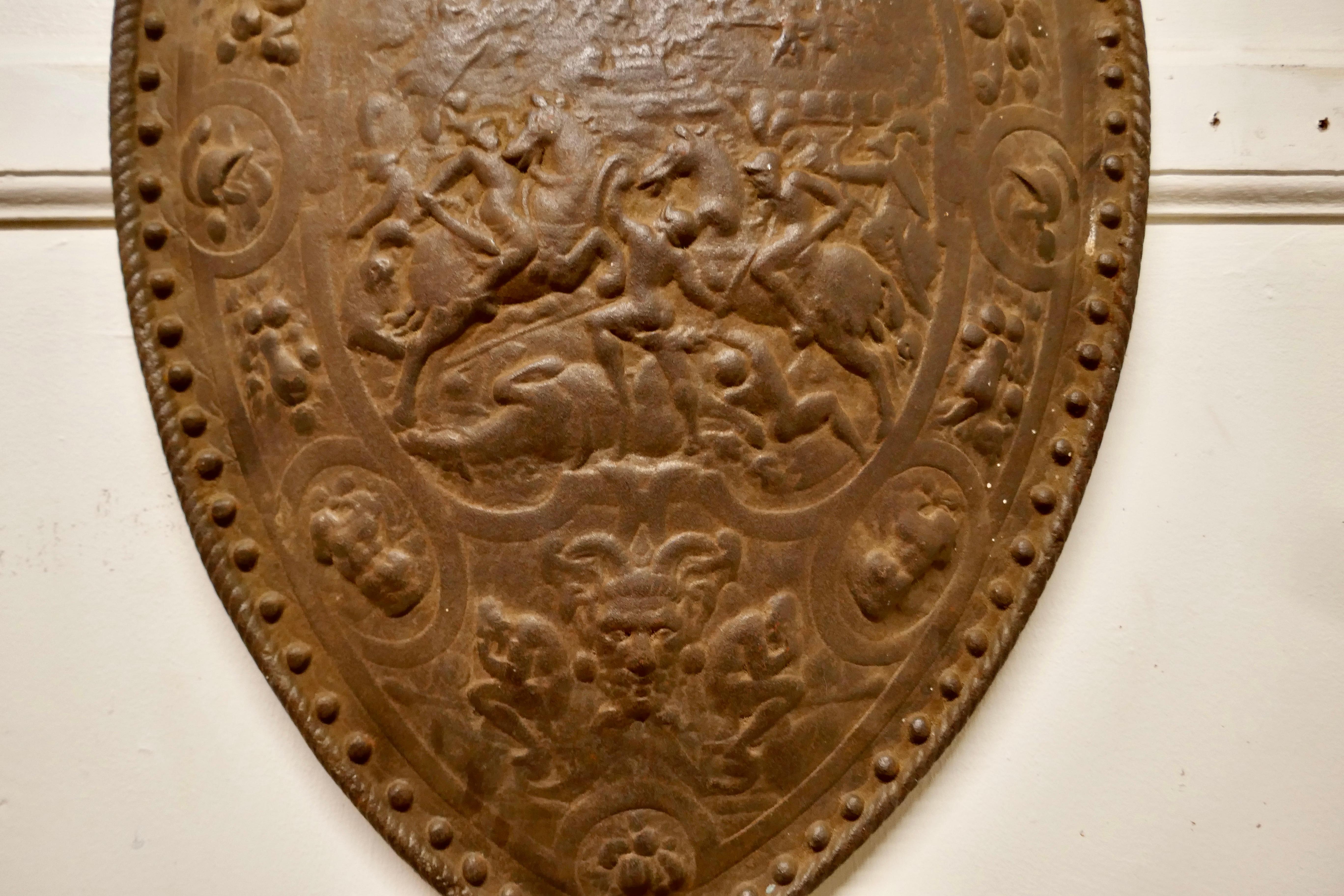 19th Century Iron Wall Hanging Shield Fire Back In Good Condition For Sale In Chillerton, Isle of Wight