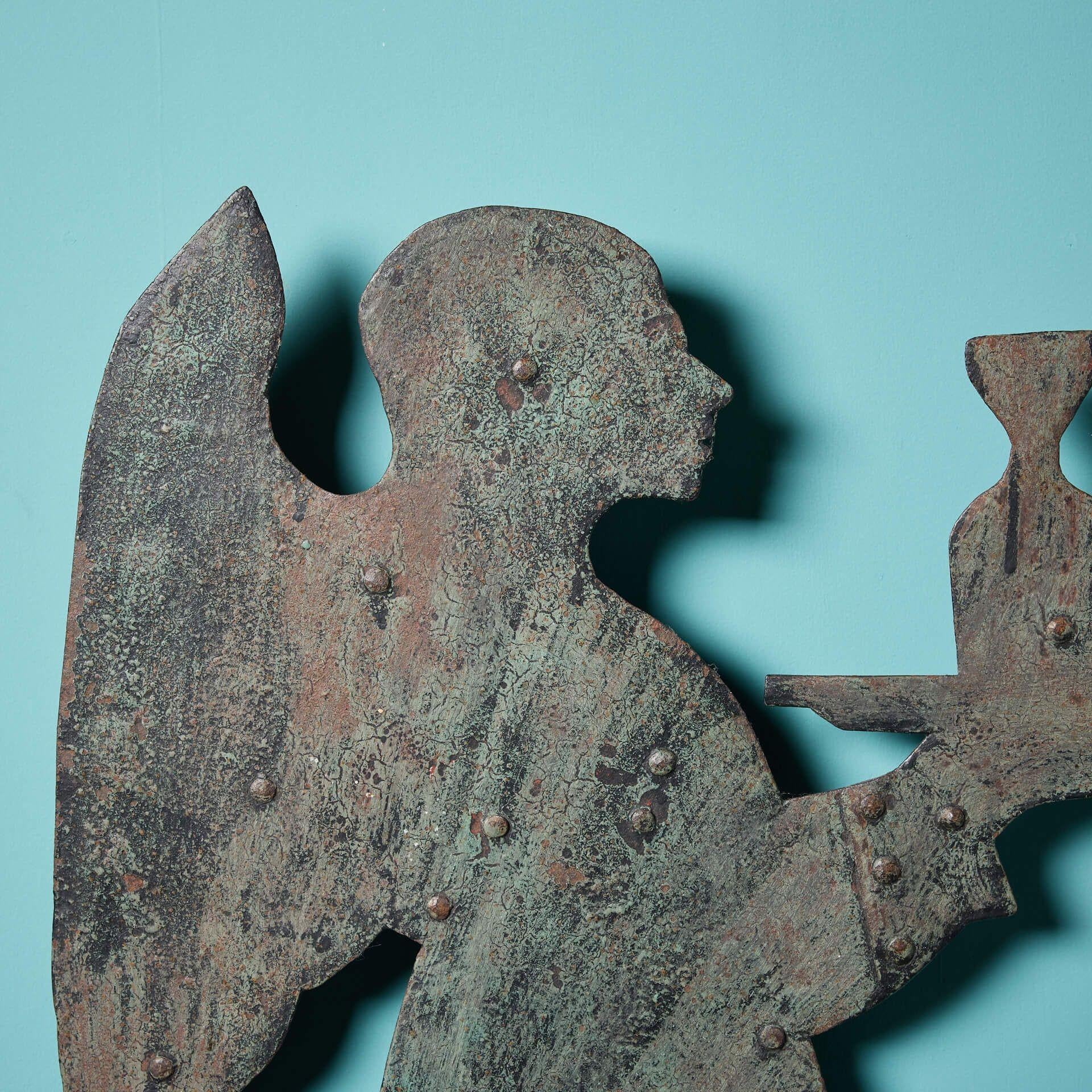 Georgian 19th Century Iron Wall Plaque of an Angel For Sale
