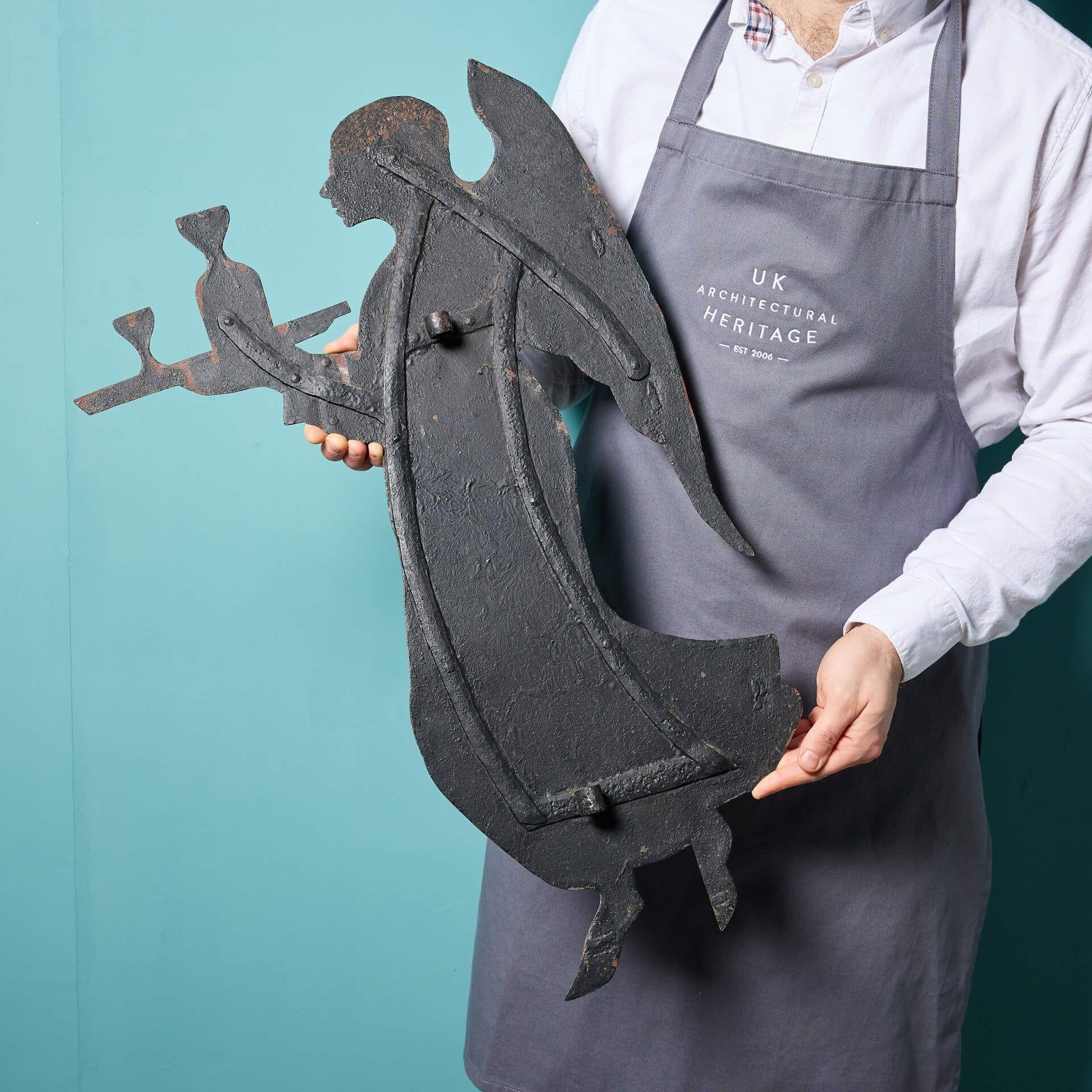 Metal 19th Century Iron Wall Plaque of an Angel For Sale
