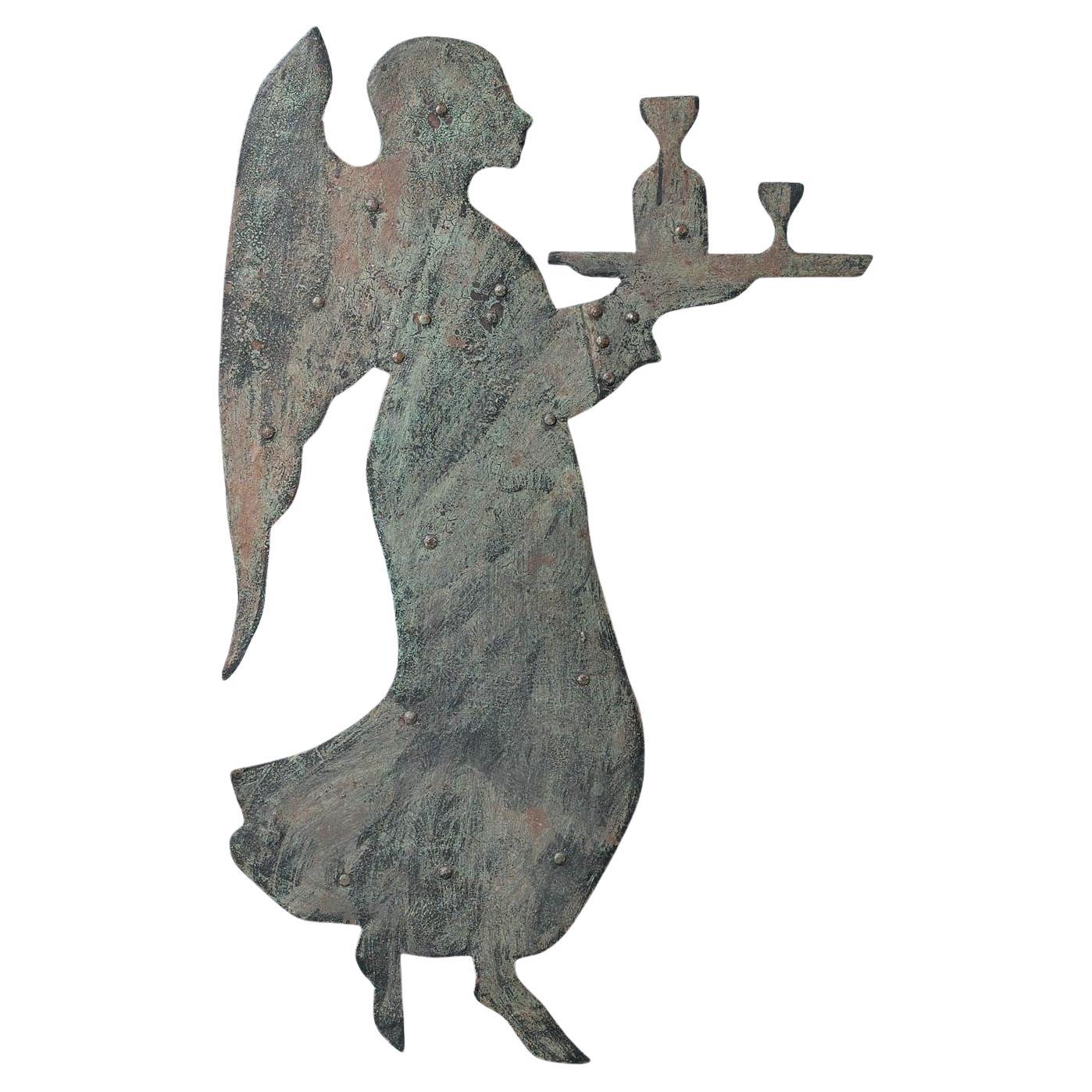 19th Century Iron Wall Plaque of an Angel