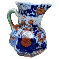 19th Century Ironstone Mason Snake Handle Pitcher Imari Pattern