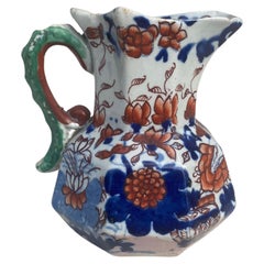 19th Century Ironstone Mason Snake Handle Pitcher Imari Pattern