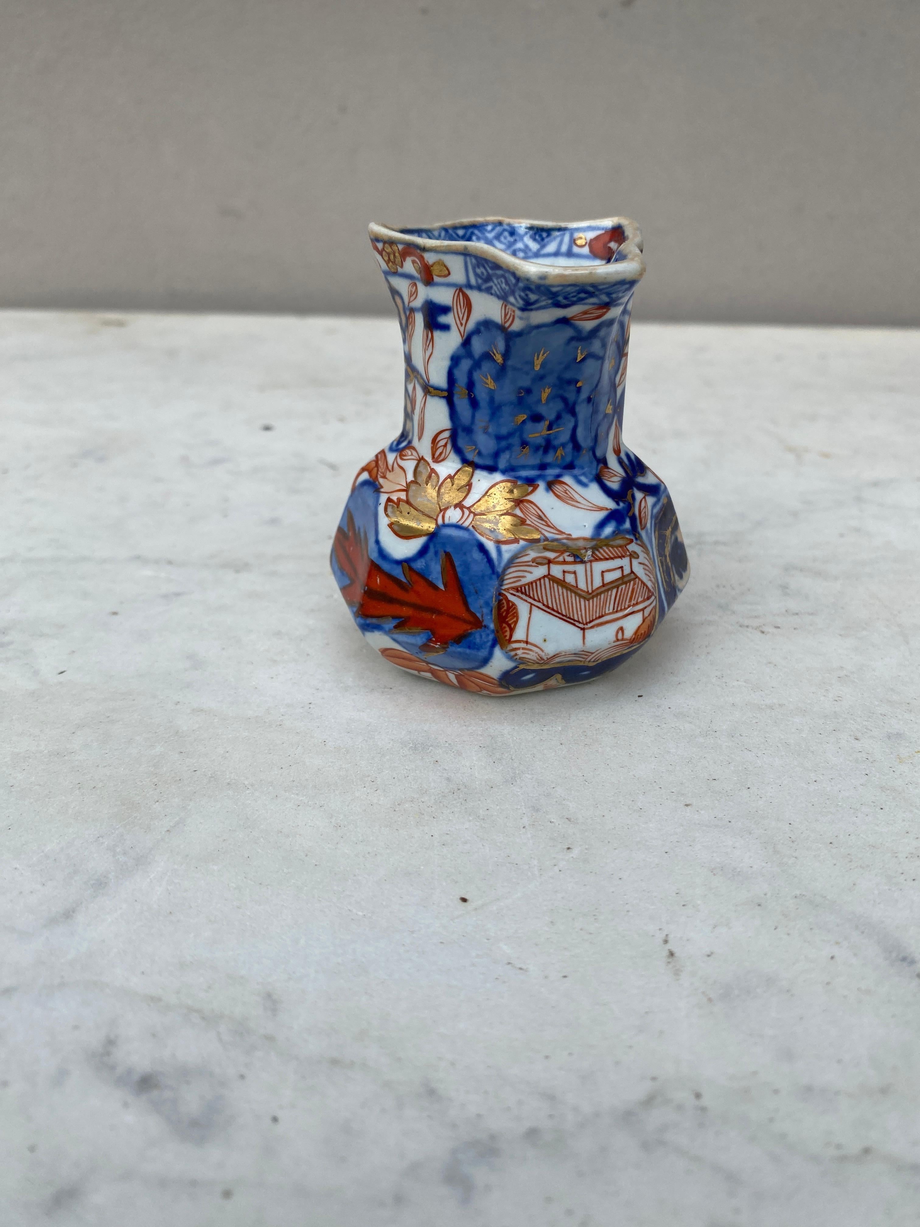 Victorian 19th Century Ironstone Mason Snake Handle Pitcher Imari Pattern For Sale