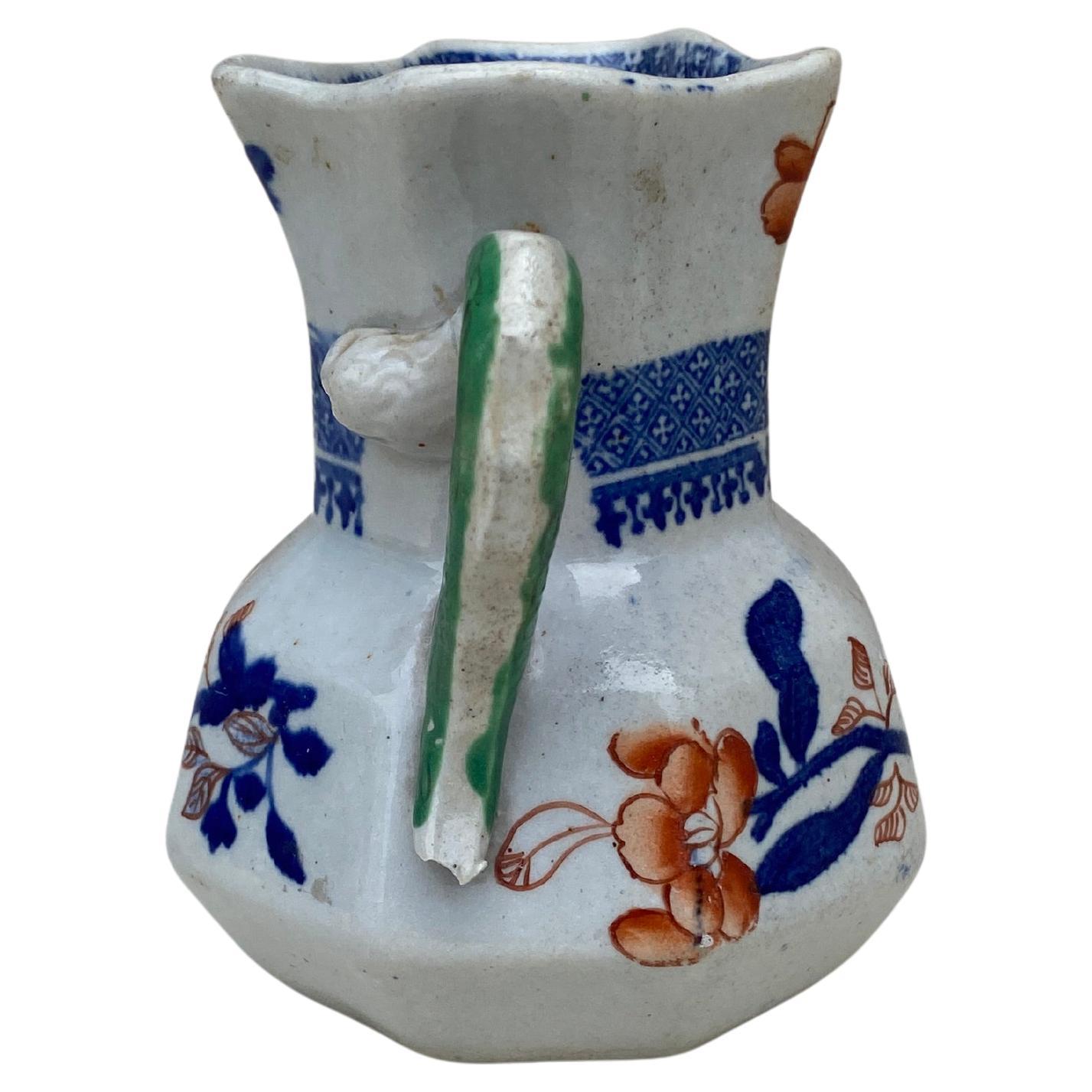 19th Century Ironstone Mason Snake Handle Pitcher Imari Pattern In Good Condition For Sale In Austin, TX