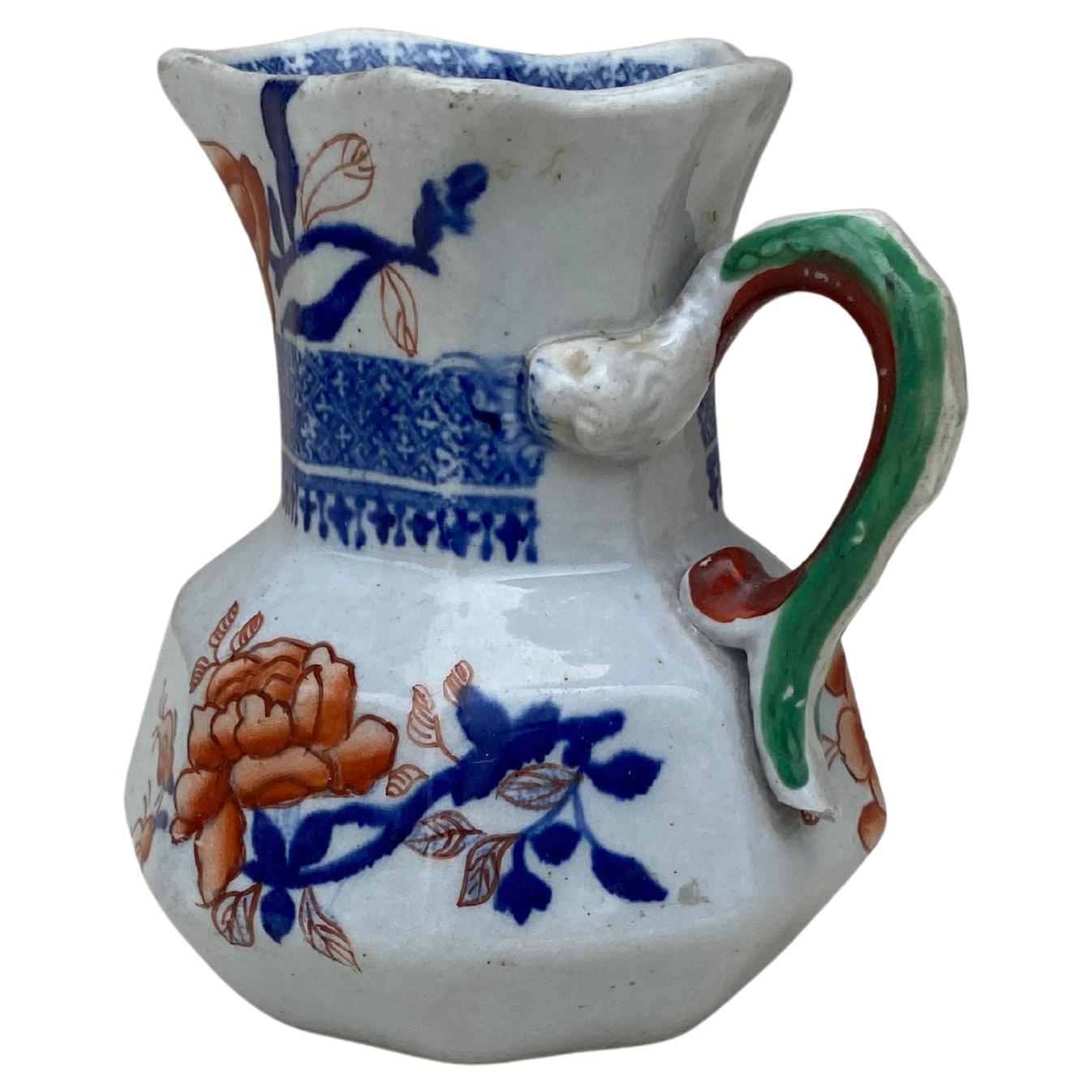 Late 19th Century 19th Century Ironstone Mason Snake Handle Pitcher Imari Pattern For Sale