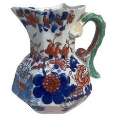 19th Century Ironstone Mason Snake Handle Pitcher Imari Pattern