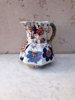 19th Century Ironstone Snake Handle Pitcher Imari Pattern