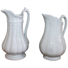 19th Century Ironstone Wheat Water Pitchers