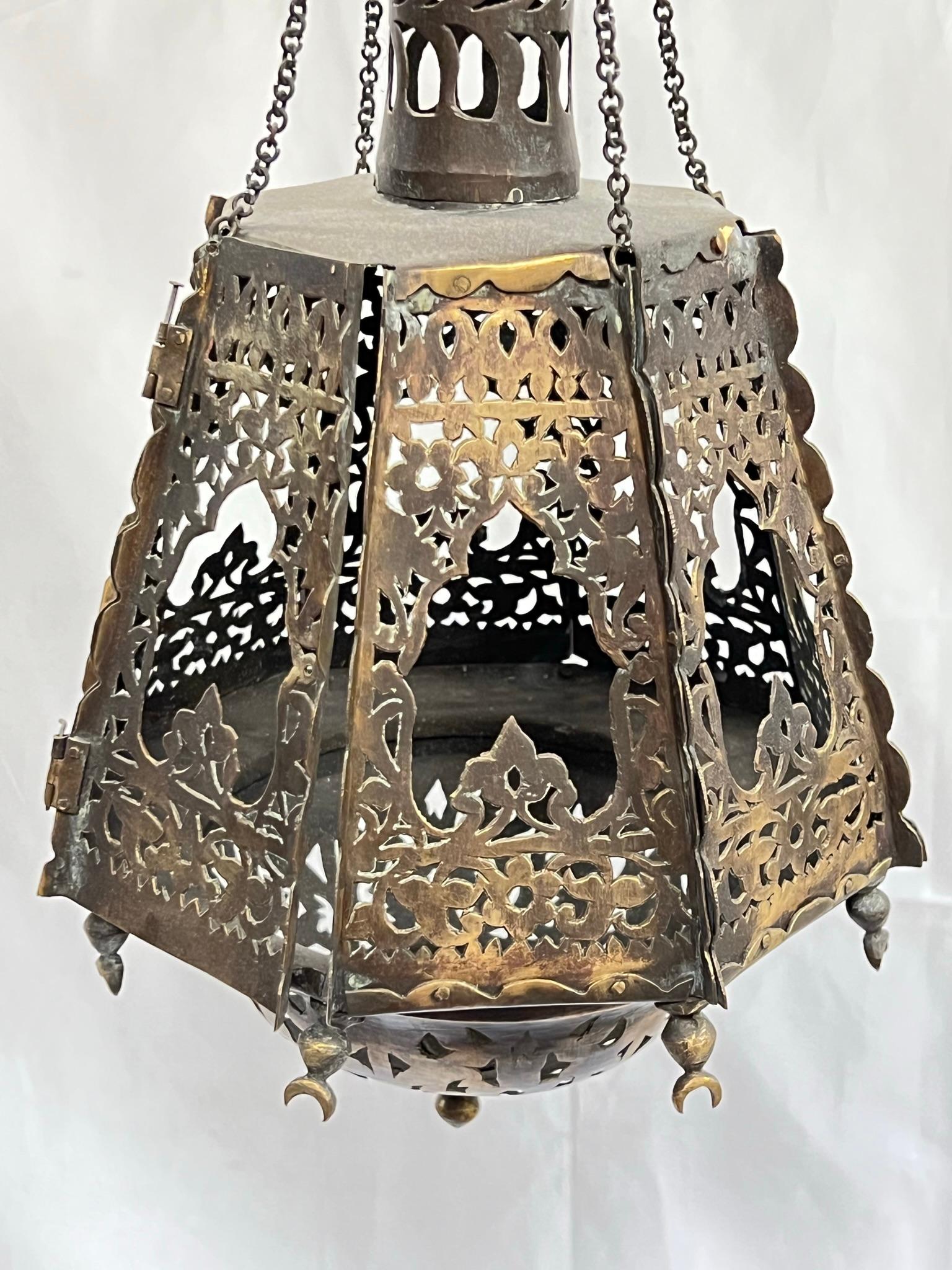 19th Century Islamic Pierced Metal Lantern For Sale 6
