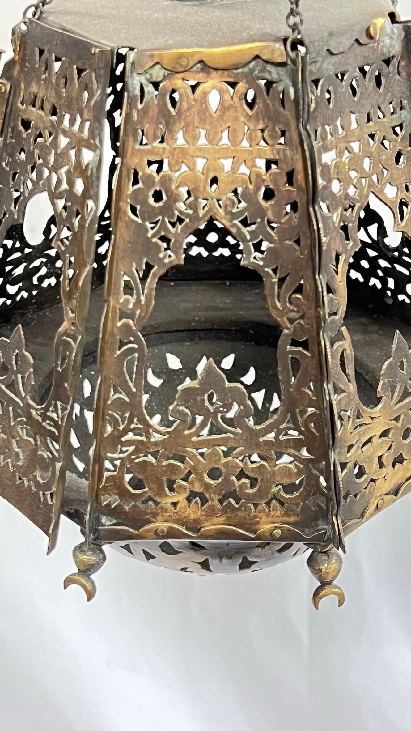 19th Century Islamic Pierced Metal Lantern For Sale 5