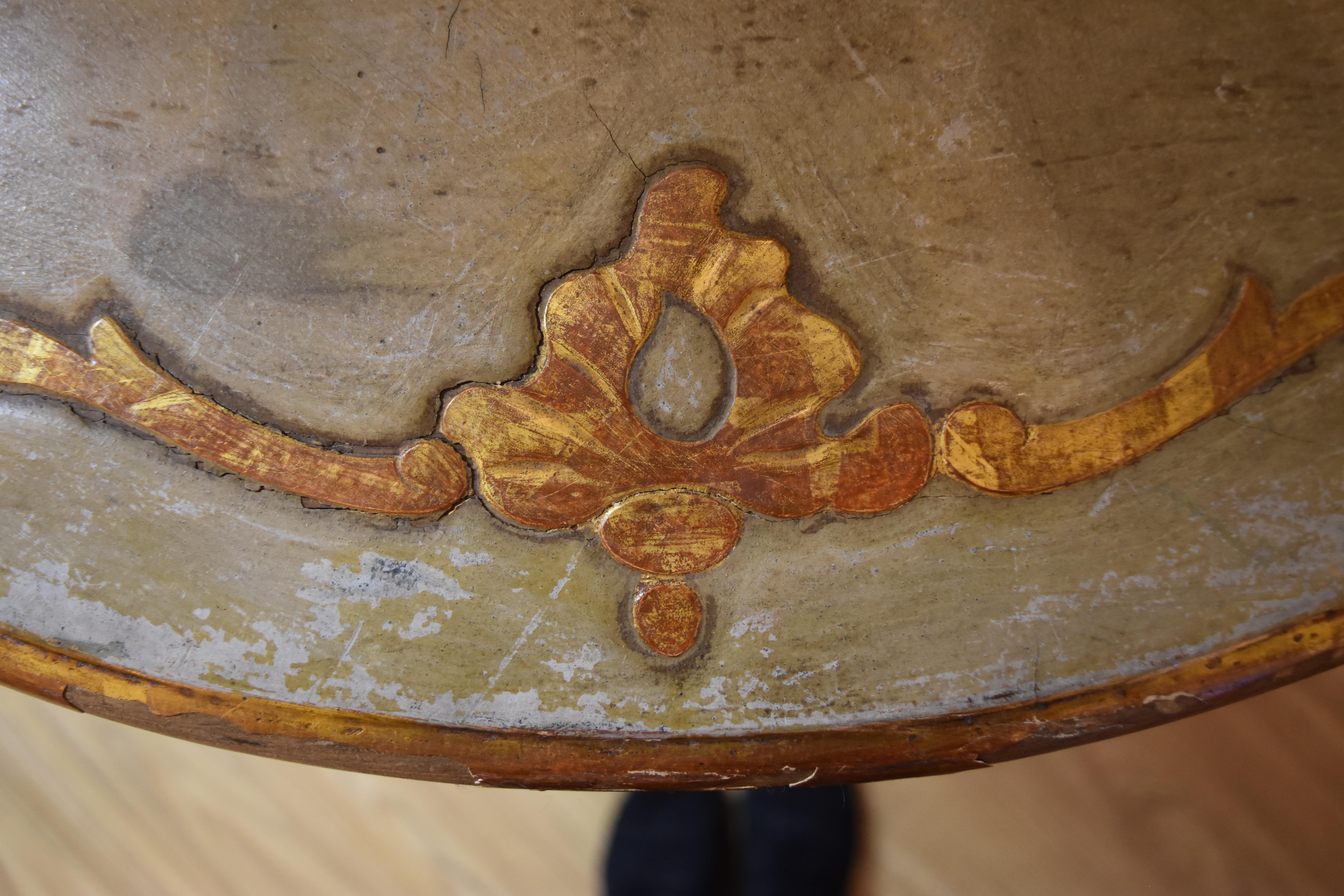 Hand-Painted 19th Century Itali Painted and Polychromed Console Table with Splayed Hoof Feet For Sale