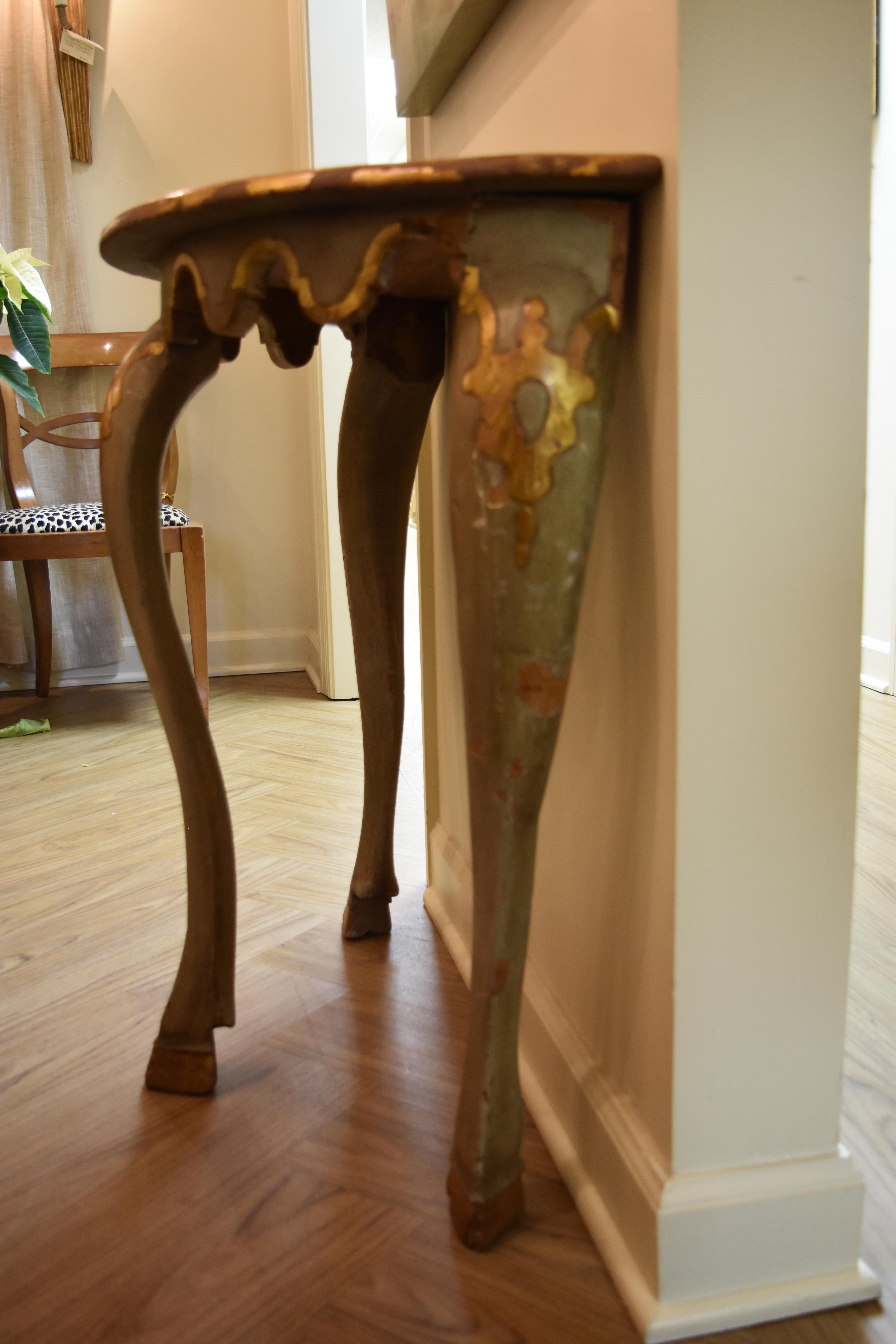 19th Century Itali Painted and Polychromed Console Table with Splayed Hoof Feet In Good Condition For Sale In Nashville, TN