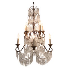 19th Century Italian 10 Light Crystal Chandelier