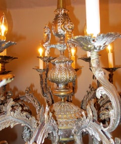 19th Century Italian 18-Light Solid Bronze Belle Epoque Chandelier