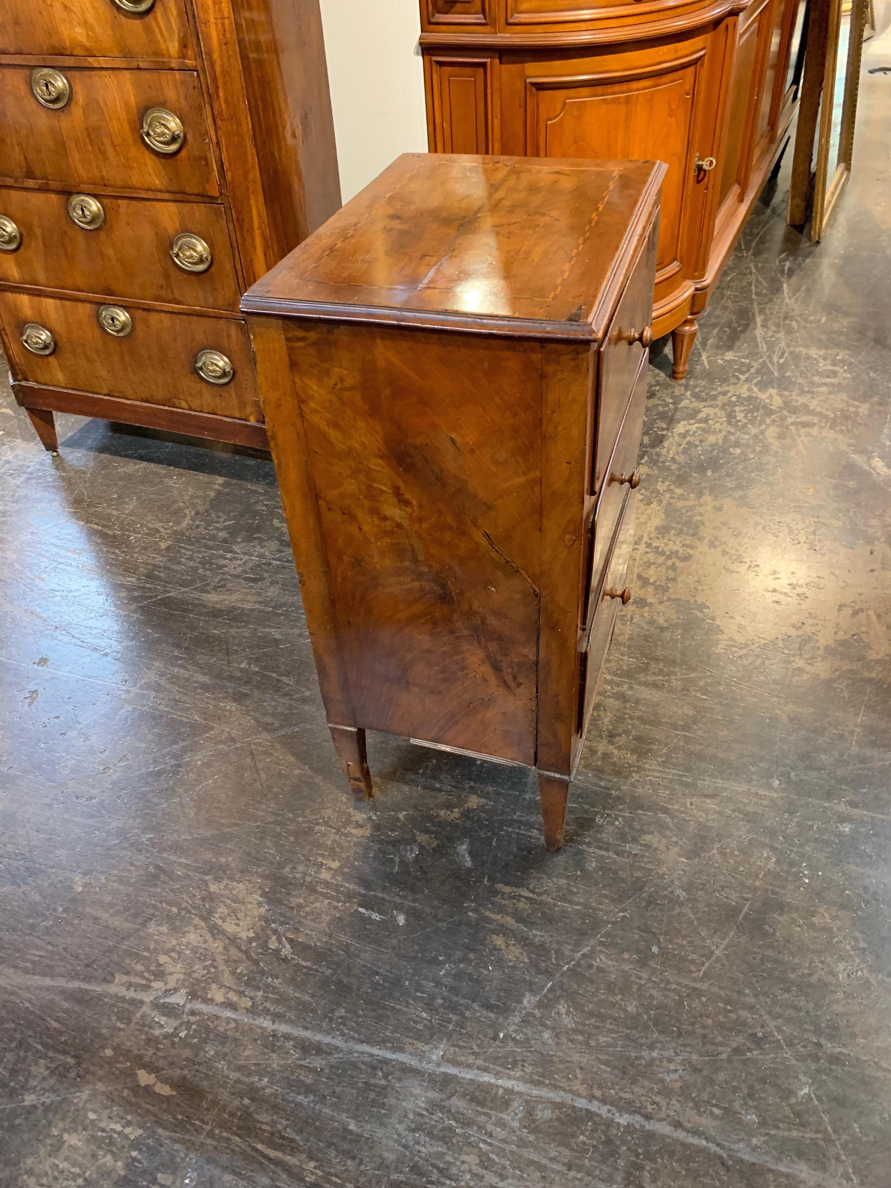 French 19th Century Italian 3-Drawer Walnut Side Table For Sale