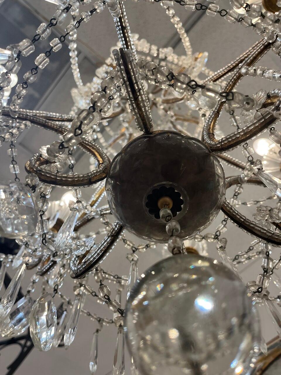 Lampadario italiano a 6 lampadine del XIX secolo In condizioni buone in vendita a Houston, TX