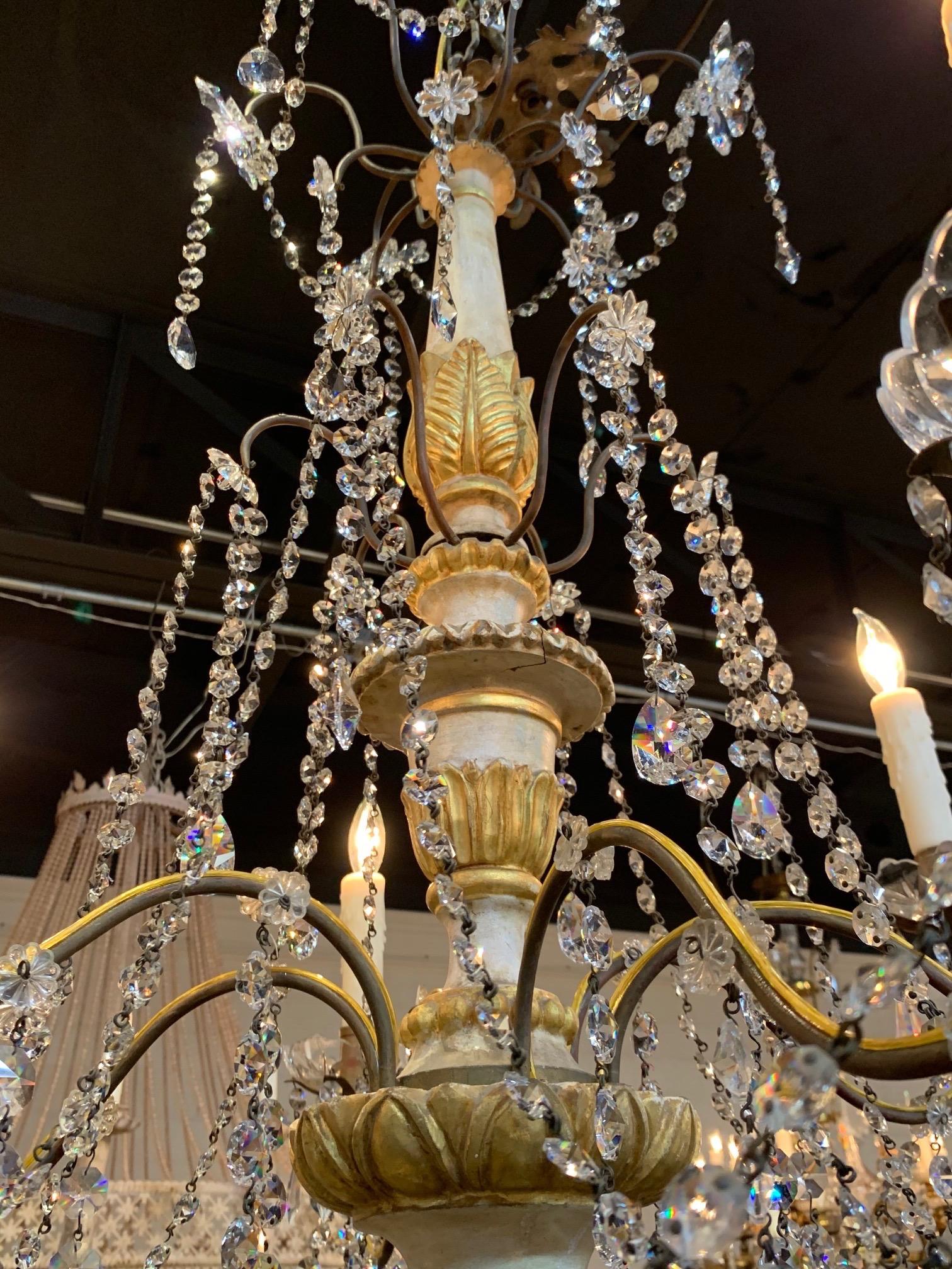 crystal and wood chandelier