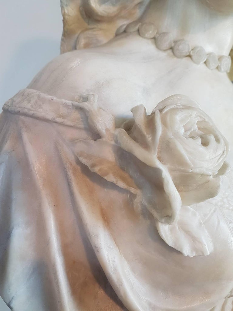19th Century Italian A. Cipriani Carrara Marble Bust of a Young Woman ...