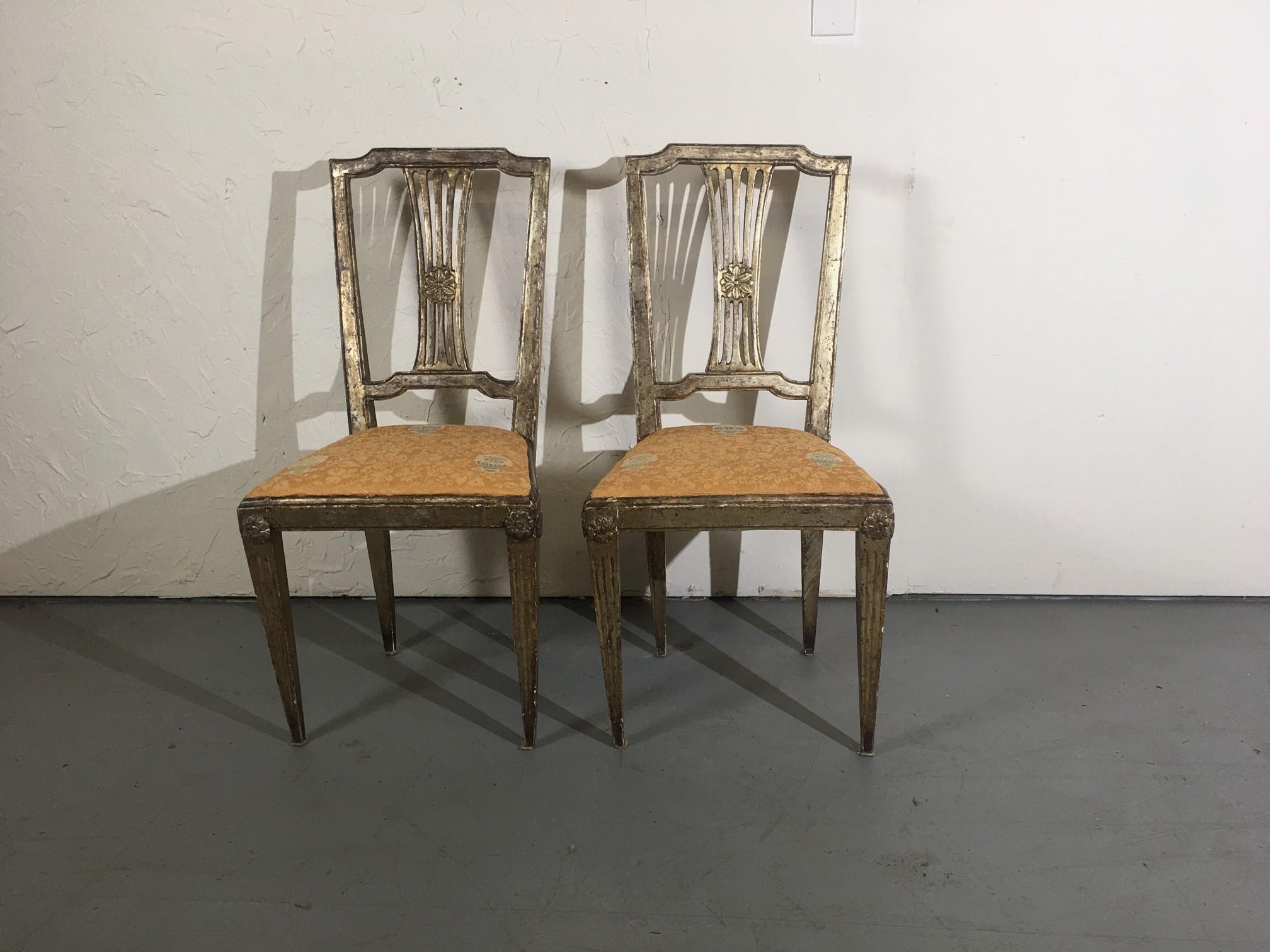 19th Century Italian Accent Chairs Set of 2 In Good Condition For Sale In Pomona, CA