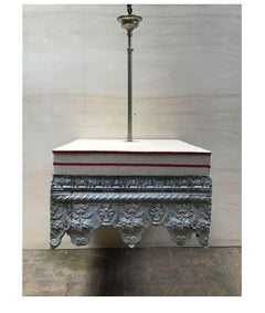 19th Century Italian Adjustable Chandelier with Zinc Frieze and Vintage Fabric