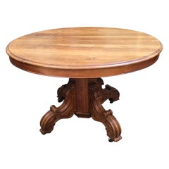 19th Century Italian Adjustable Walnut Oval Table. 1890s
