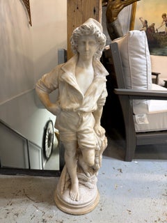 19th Century Italian Alabaster Fisherboy Sculpture, Circa 1890s