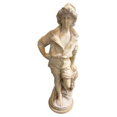 19th Century Italian Alabaster Fisherboy Sculpture, Circa 1890s