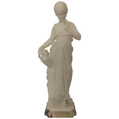 19th Century Italian Alabaster Sculpture of a Lady by Pugi