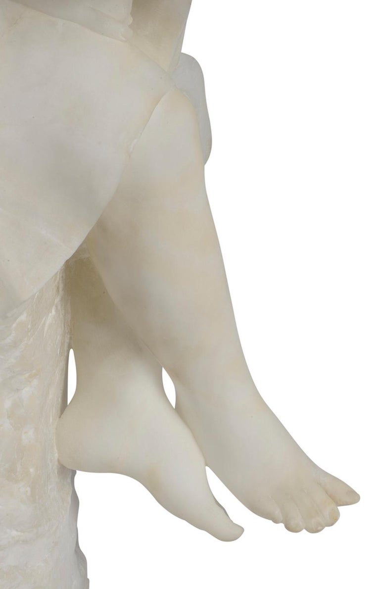 19th Century Italian Alabaster Statue of a Young Girl Reading at 1stDibs