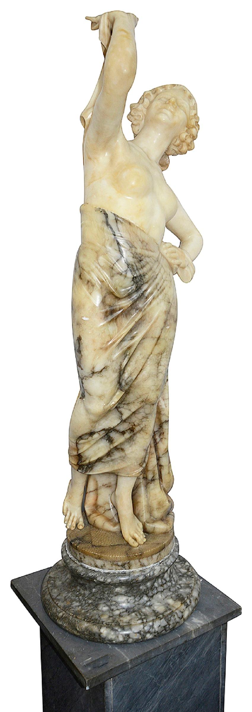 19th Century Italian Alabaster statue of a young maiden. For Sale 2
