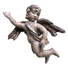 19th Century Italian Baroque Style Cherub Sculpture of Announcing Angel 