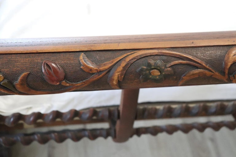 19th Century Italian Antique Carved and Turned Walnut Crib or Baby Bed