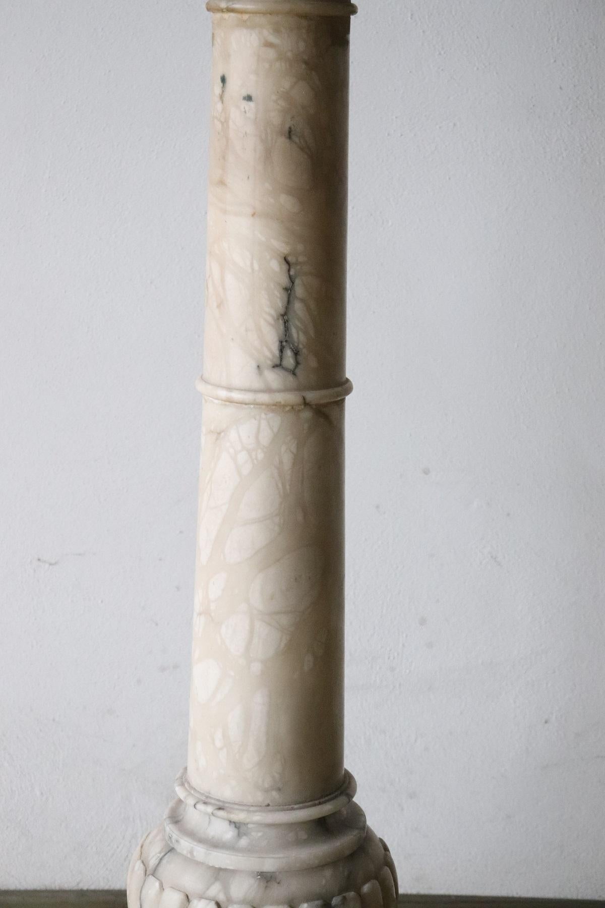 19th Century Italian Antique Column in Carrara Marble In Good Condition In Casale Monferrato, IT