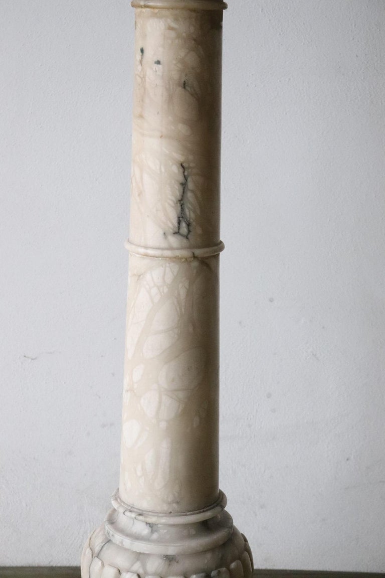 19th Century Italian Antique Column in Carrara Marble For Sale at 1stDibs