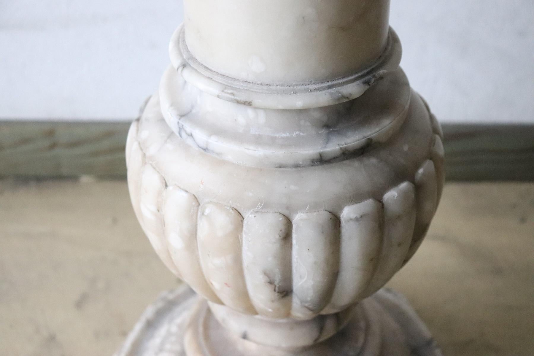19th Century Italian Antique Column in Carrara Marble For Sale 3