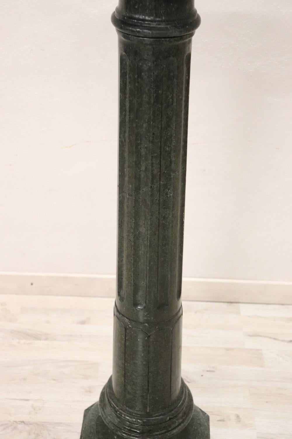 19th Century Italian Antique Column in Green Marble from the Alps In Good Condition For Sale In Casale Monferrato, IT