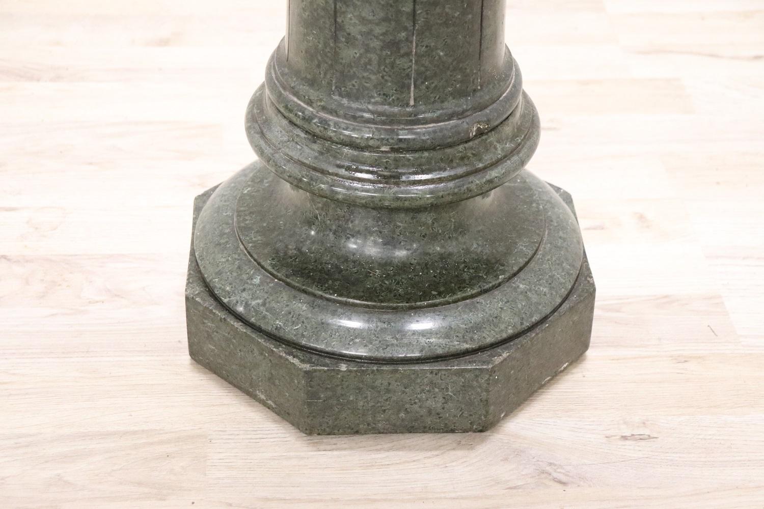 Late 19th Century 19th Century Italian Antique Column in Green Marble from the Alps For Sale