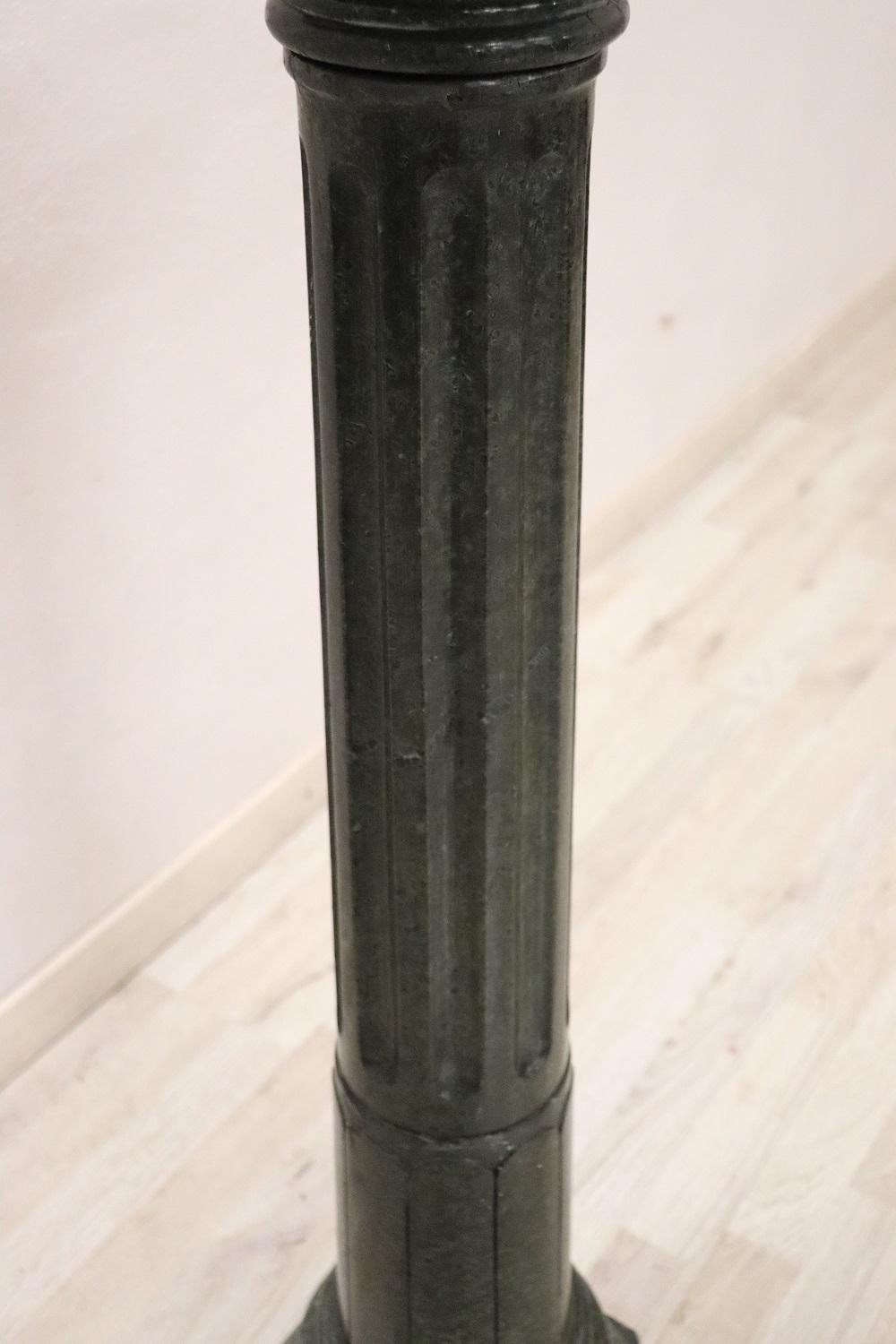 19th Century Italian Antique Column in Green Marble from the Alps For Sale 3