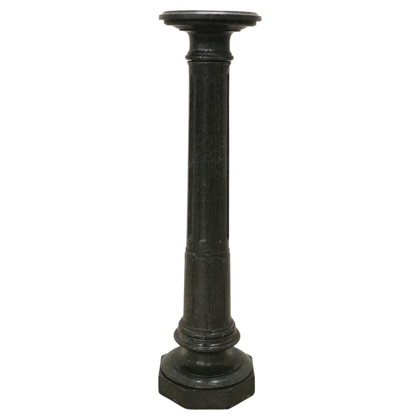 19th Century Italian Antique Column in Green Marble from the Alps For Sale