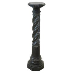 19th Century, Italian Antique Column in Green Marble from the Alps