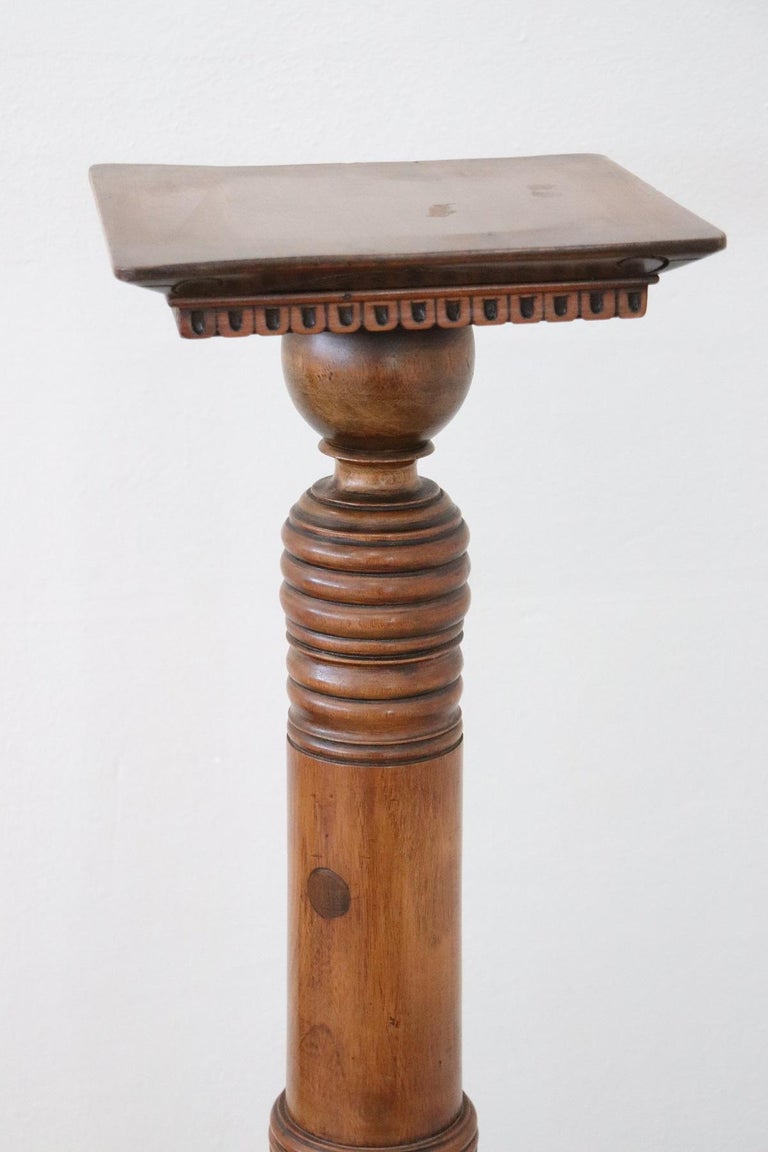 19th Century Italian Antique Column in Turned Walnut In Excellent Condition For Sale In Casale Monferrato, IT