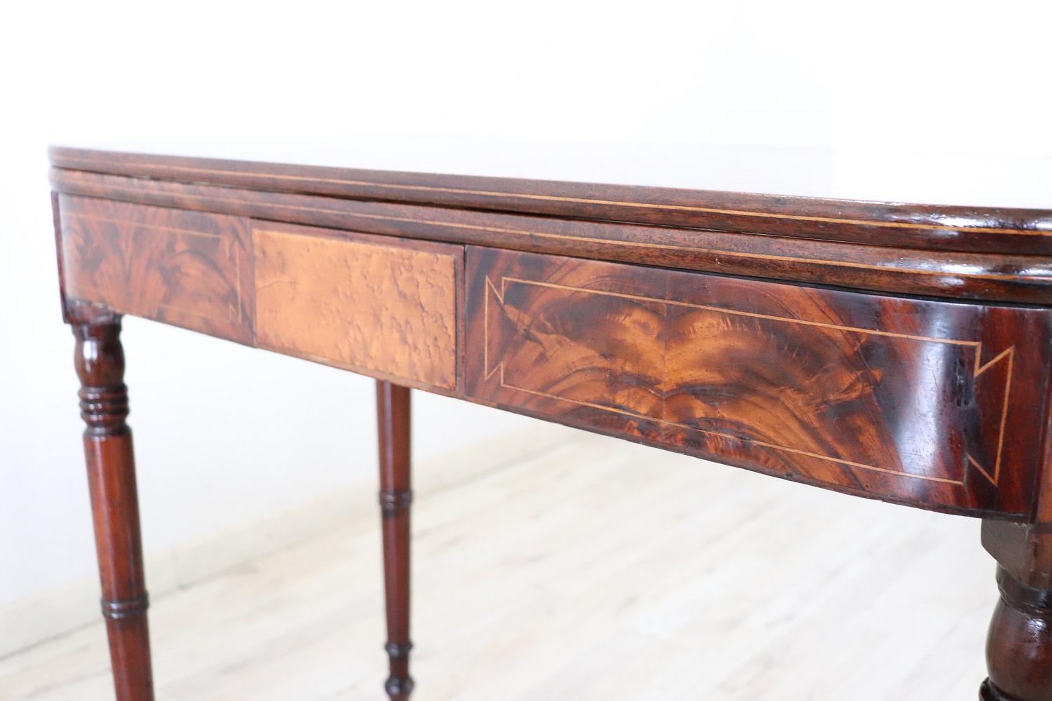 19th Century Italian Antique Console Table in Walnut with Opening Top 5