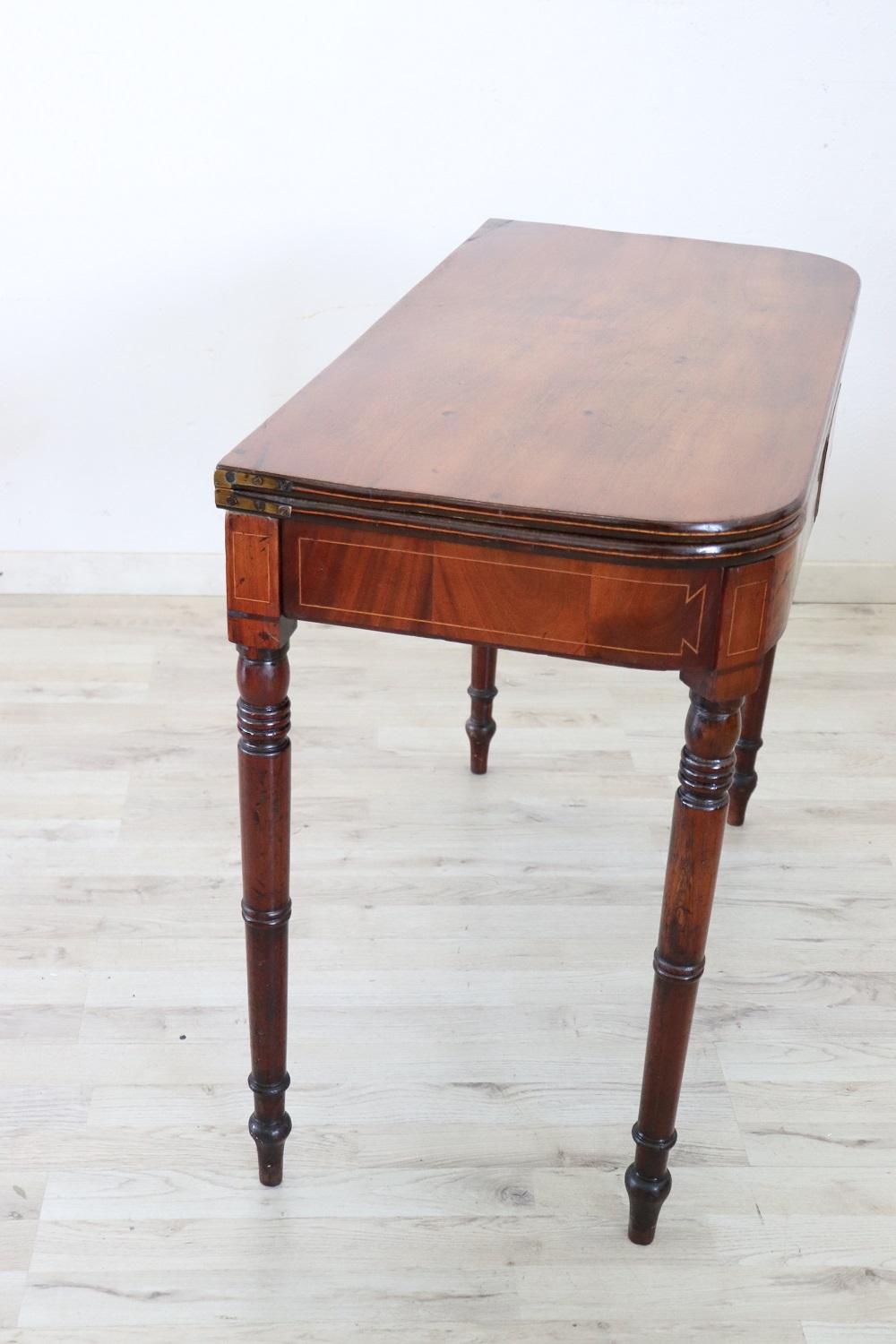 19th Century Italian Antique Console Table in Walnut with Opening Top In Good Condition In Casale Monferrato, IT