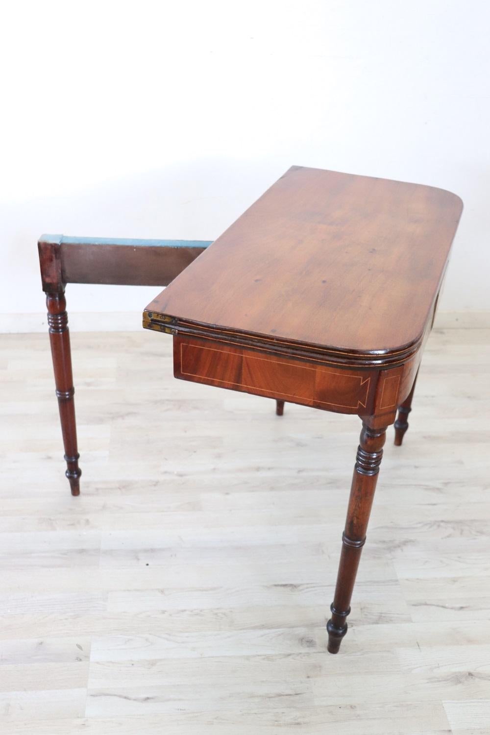 Mid-19th Century 19th Century Italian Antique Console Table in Walnut with Opening Top