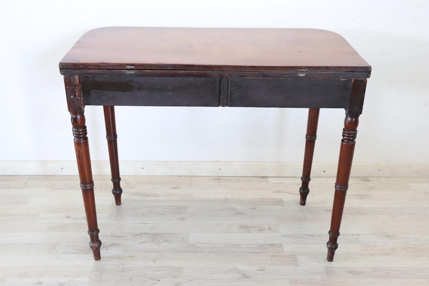 19th Century Italian Antique Console Table in Walnut with Opening Top 3