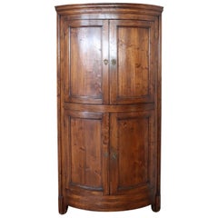 19th Century Italian Antique Corner Cupboard or Corner Cabinet in Solid Poplar