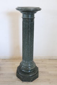 19th Century Italian Antique Large Column in Green Marble from the Alps